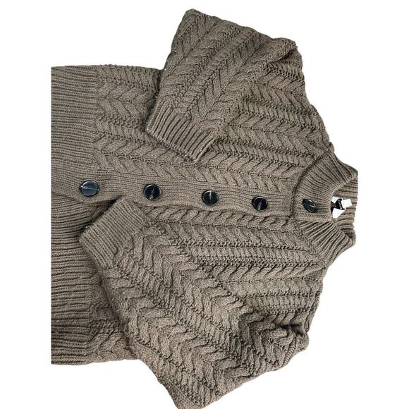 Something Navy Small Cable Knit Brown Long Sleeve Sweater Cardigan Rust Crew - Picture 2 of 10